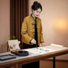 双面双穿新中式国风复古宋香云纱拼接提皮毛一体轻奢水貂绒外套