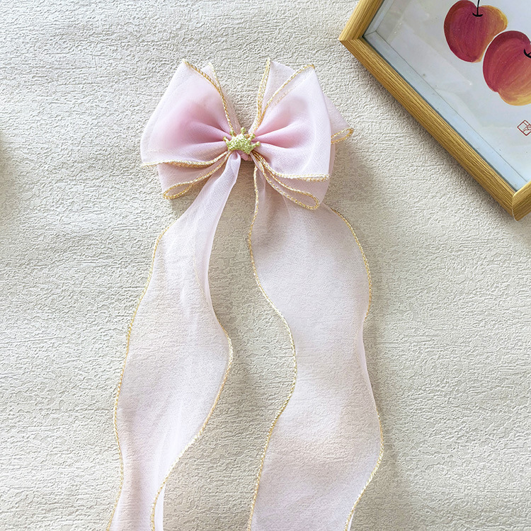 Girl'S Casual Sweet Crown Bow Knot Cloth Lace Hair Clip display picture 2