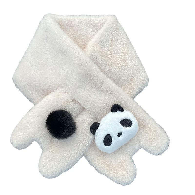 Cute Girl Panda Cartoon Scarf Plush Neck Warmer New Warm Japanese Versatile Warm Faux Rabbit Fur Scarf