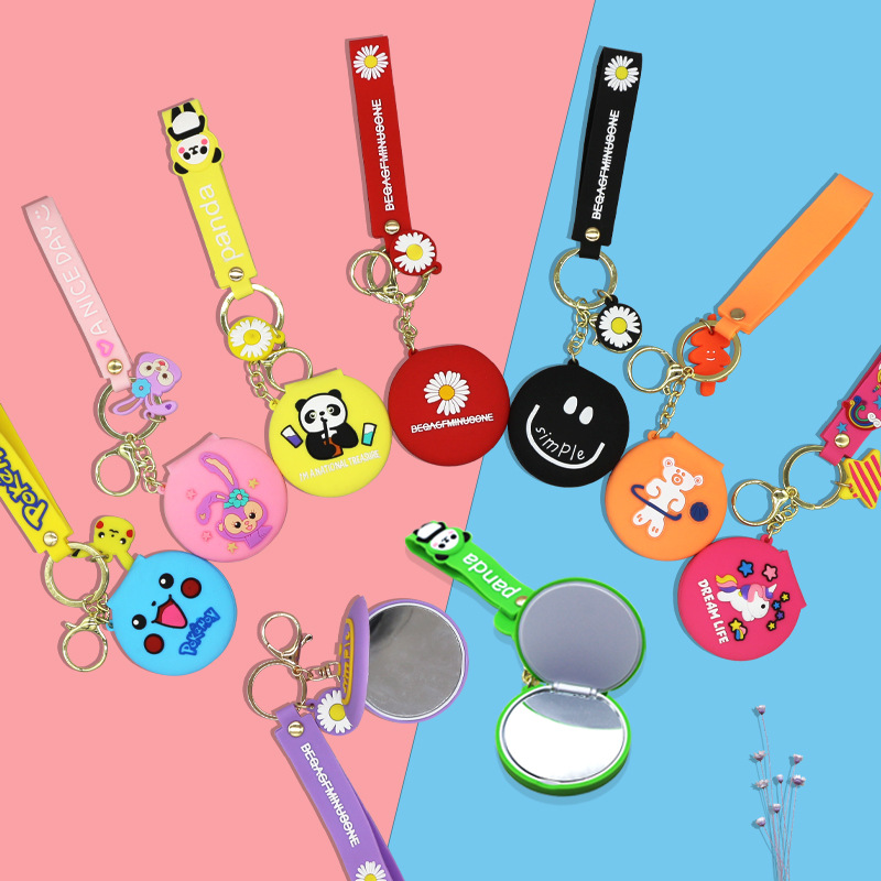 Nuevo espejo redondo pequeño portátil de dibujos animados lindo corazón de niña espejo de maquillaje plegable dormitorio vestidor espejo venta directa de fábrica