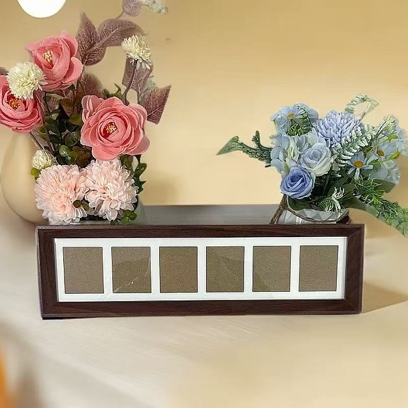 Walnut-Colored Six-Row Rmb Photo Frame Commemorative Coin Display Gift for Friends Ornament to Increase Luck and Wealth Photo Frame