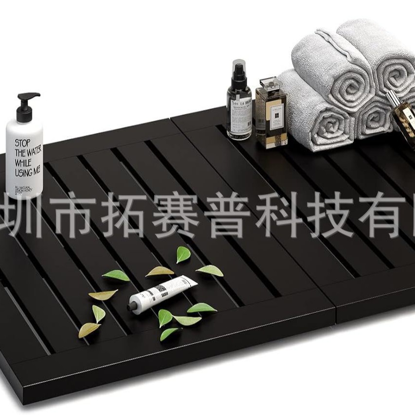 Ventas directas de bambú plegable antideslizante pedal de baño bañera de ducha impermeable antideslizante suelo estera