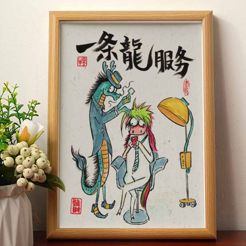 One-stop service funny calligraphy and painting Raptor funny painting photo frame setting table famous calligraphy ornaments desktop decorative painting tide