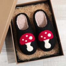 ins亚马逊圣诞节棉拖鞋男女家居毛拖鞋跨境批发mushroom slippers