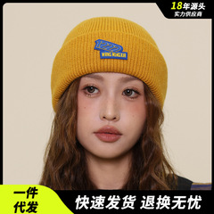 新款贴标针织帽秋冬款加厚毛线帽 防寒男女秋冬款大头围冷帽现货