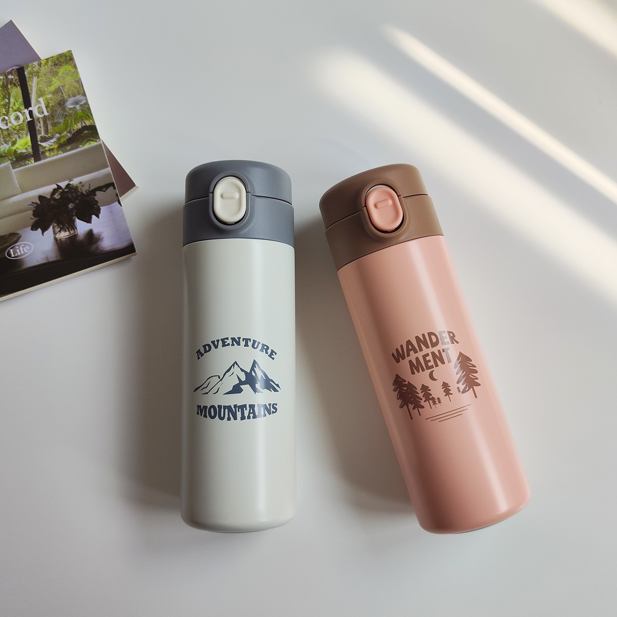 Mini 316 de acero inoxidable que acampa taza de vacío portátil para adultos al aire libre rebote taza de beber recta con cerradura de regalo