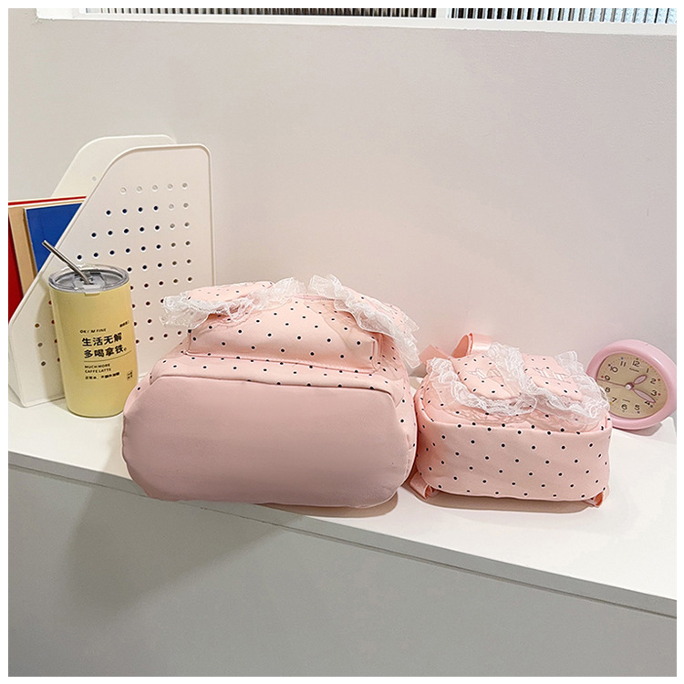 Indigo Smoke Mesh Bunny Ear Student Backpack Japanese Style Cute Girls School Bag High-Value Casual Versatile Travel Shoulder Backpack