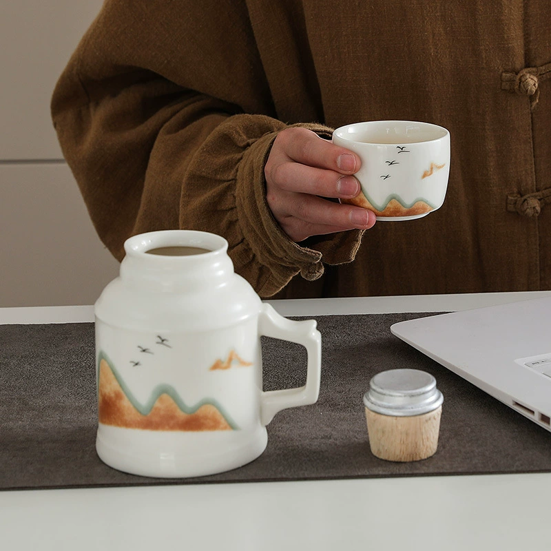 Small tea cup, ceramic retro tea set, 500 ml