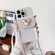 外贸适用三星S25手机壳A34 A14 S24FE米妮头A56零钱插卡包挎绳S24