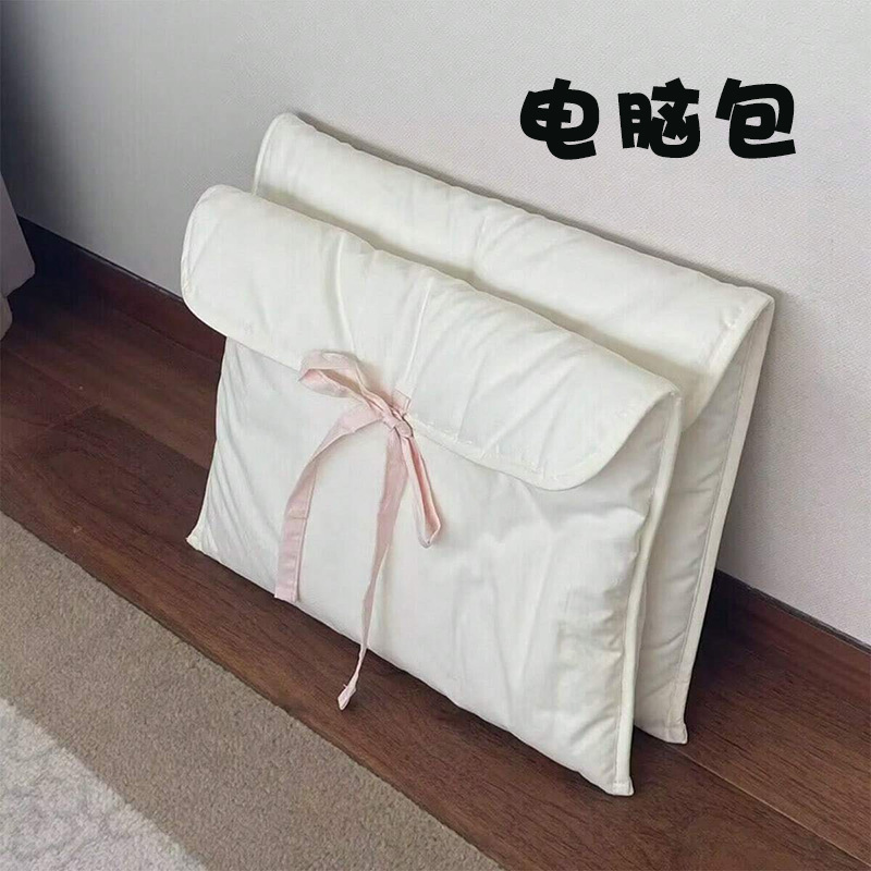 Ready-Made Bow Tablet Bag Space Cotton Liner Bag Quilted Notebook Storage Bag Large Capacity Document Bag