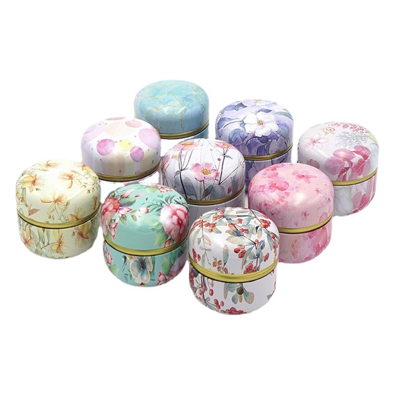 Latas de manzana de metal, latas de té pequeñas, latas de velas, dulces de boda, cajas de hojalata de aromaterapia, envases de regalo de té, cajas de hojalata