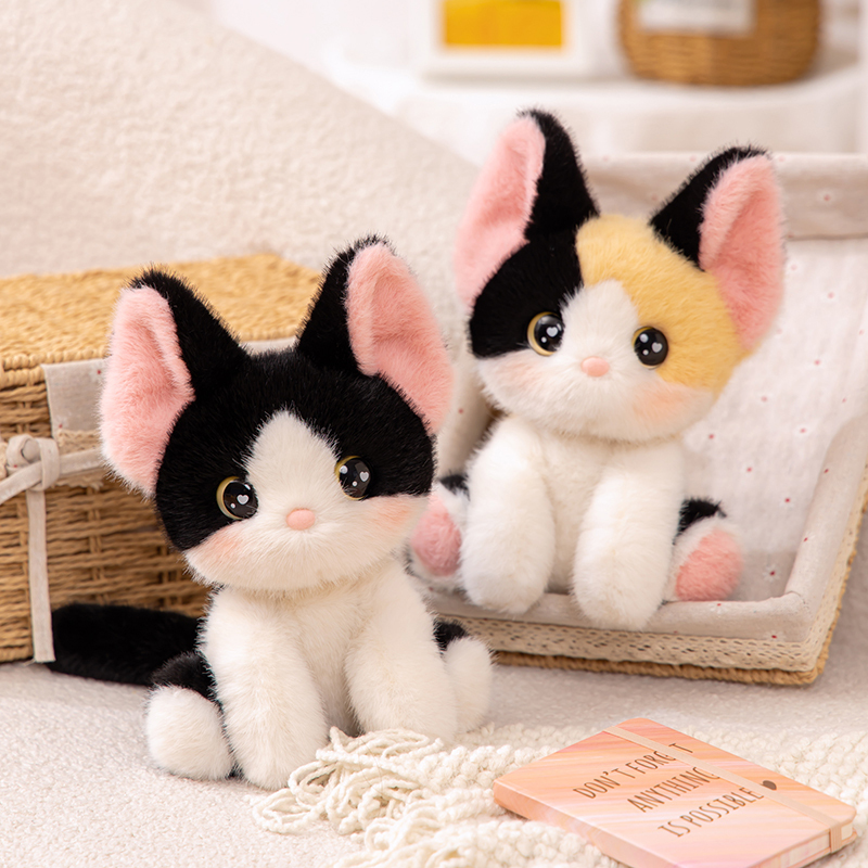 インターネット有名人の同じスタイルのかわいい三毛猫ぬいぐるみ人形子猫テーブルコンパニオン人形ベッド睡眠人形ギフト|undefined