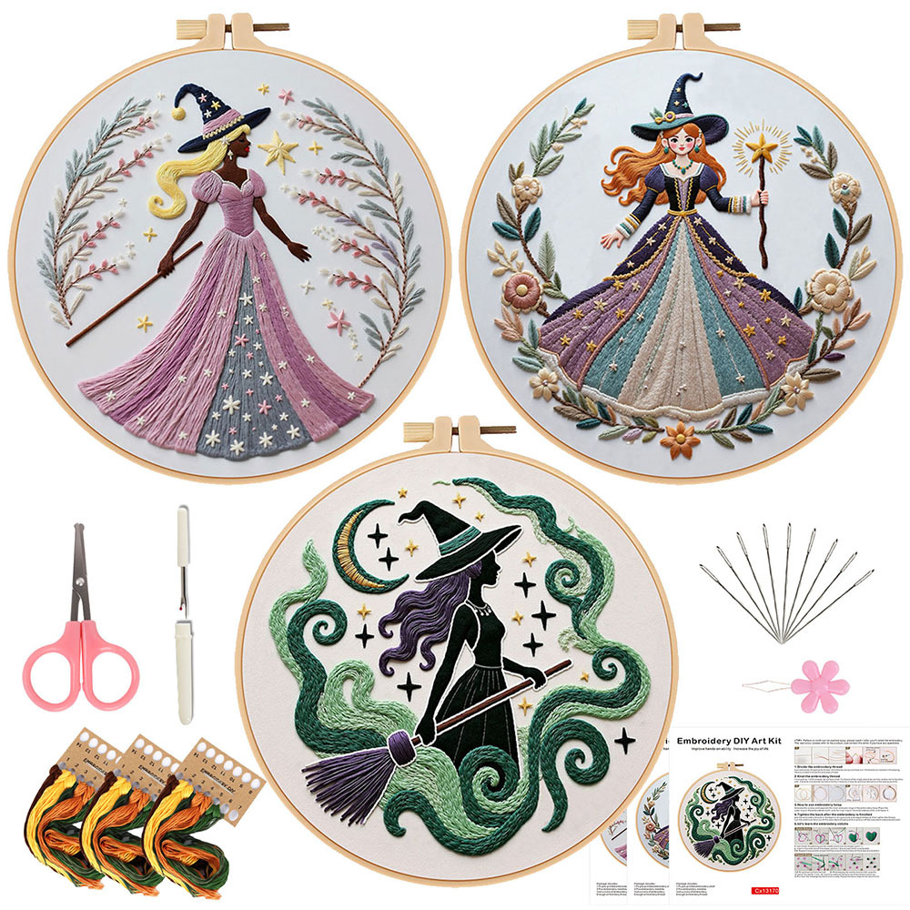 Nuevo producto bruja bordado DIY material hecho a mano kit de paquetes de bordado KIT Inglés transfronterizo