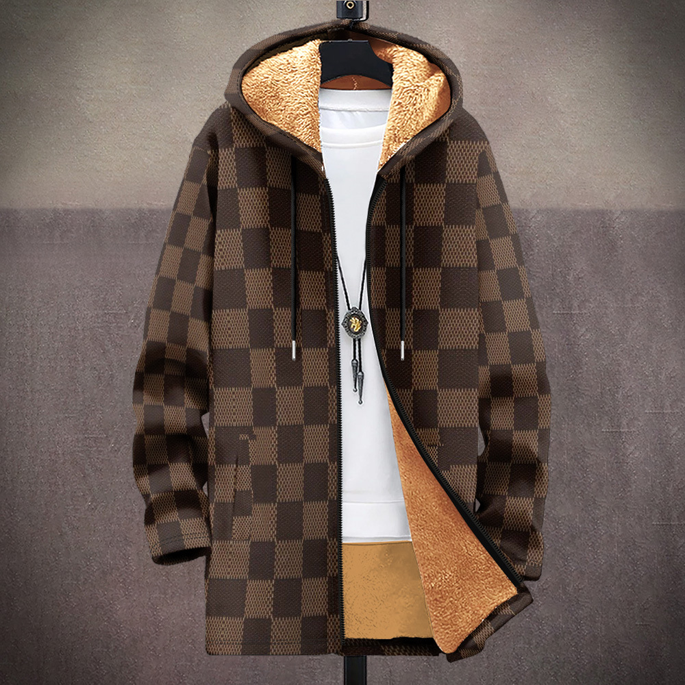 Cotton jacket outdoor zipper multi pattern British fleece 3D printed hooded cardigan pocket thickened_voghion.com