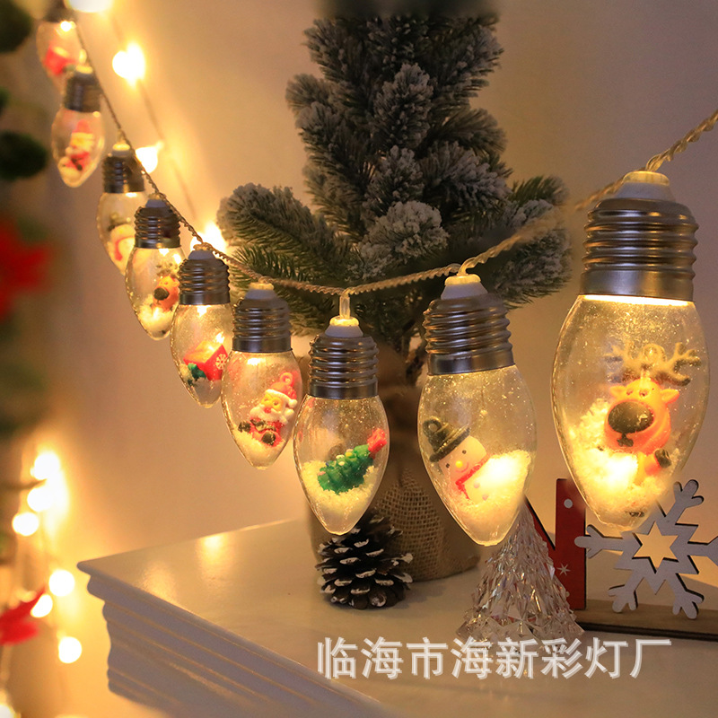 圣诞节装饰灯串LED灯圣诞老人雪人房间球泡灯挂灯装扮小彩灯批发