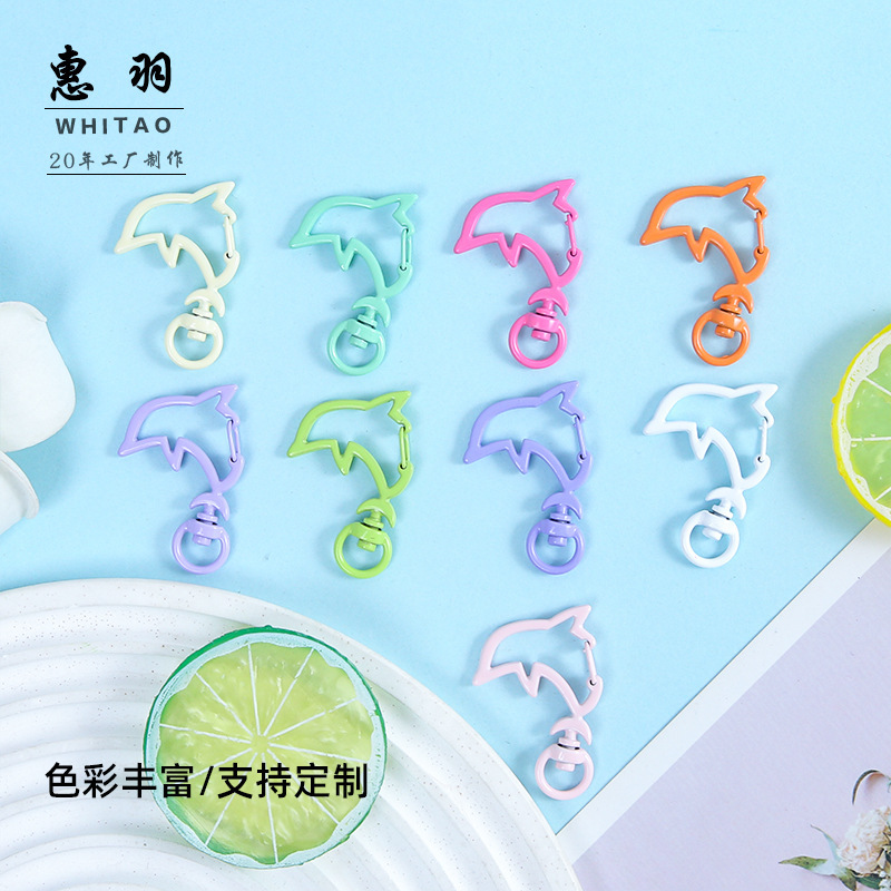 New Dolphin with Ring Spring Buckle Handmade DIY Material Keychain Hanging Buckle Pendant Accessories Bag Doll Pendant
