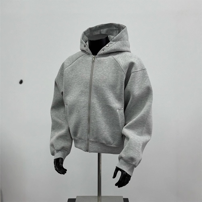 American Style Box Version Cardigan Sweater Men's Autumn and Winter cleanfit Hooded Jacket Short Profile Jacket Hoodie