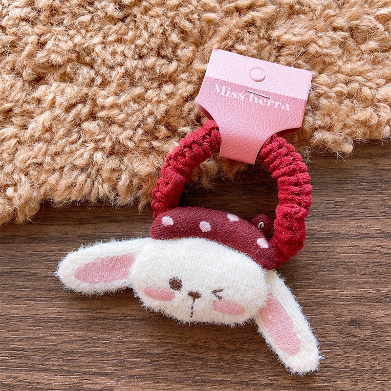 Christmas gift Children's Christmas holiday cute velvet stuffed cotton mushroom intestine ring girl Christmas socks wine red cane duckbill clip_voghion.com