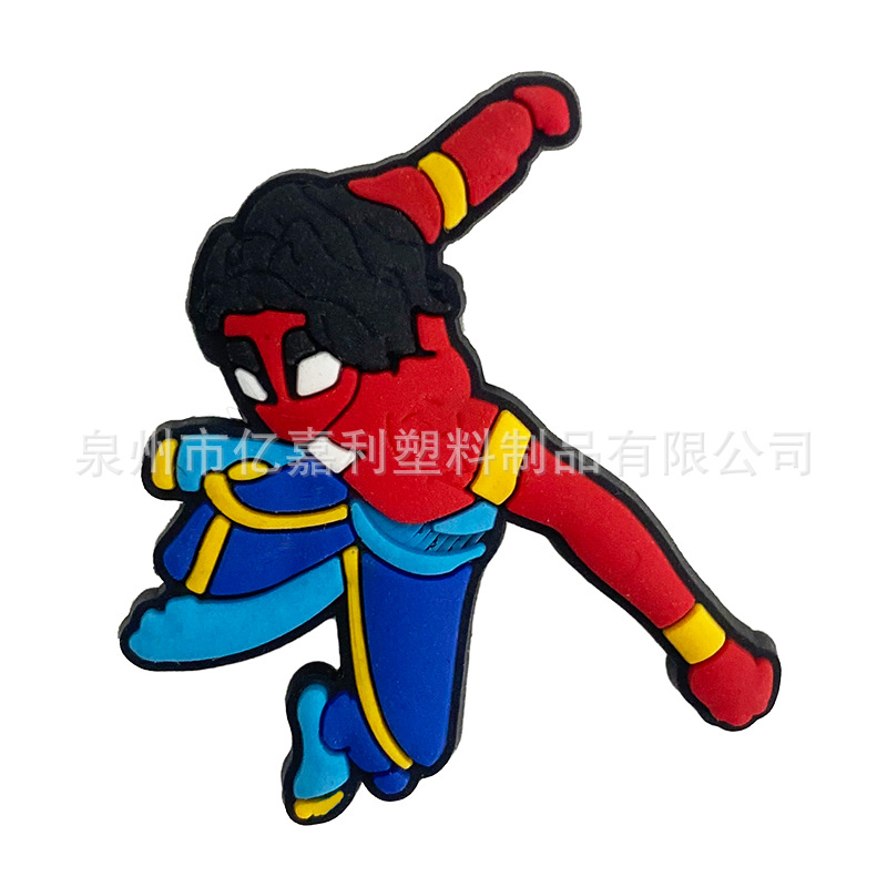 Superhéroe Spider-Man serie Anime agujero zapatos accesorios de jardín zapato flor accesorios de DIY Flor de zapato extraíble