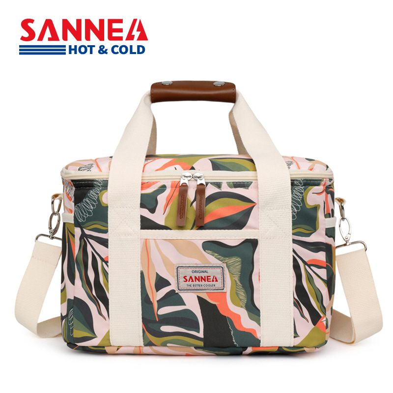 Bolsa de aislamiento con estampado de playa de Amazon Bolsa de hielo de tela Oxford para exteriores portátil Bolsa de bento de almuerzo fresco para estudiantes en stock