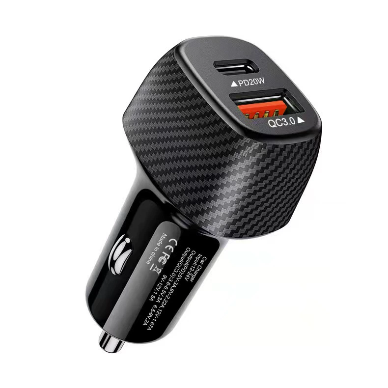 Автомобильное зарядное устройство из углеродного волокна 3,1 А + PD, новое автомобильное зарядное устройство 15 Вт и 38 Вт Type-C