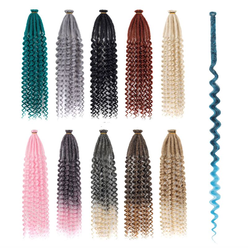 24inch Single Curly Dreadlocks Straight and Curly Dreadlocks Single Strand Dreadlock Wig Hand Crochet Hair Extensions Dreadlocks