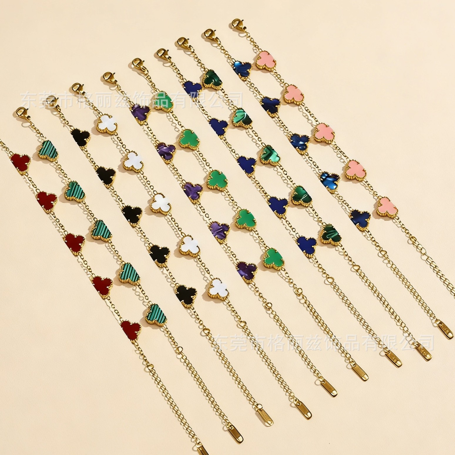 Cross-Border Simple Double-Sided Four-Leaf Clover Bracelet 18K Non-Fading Women's Versatile Fashion Jewelry Lucky Clover Bracelet Wholesale