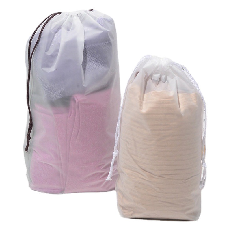 PE esmerilado translúcido cordón bolsa de cordón ropa calcetines bolsa de embalaje bolsa de almacenamiento de plástico transparente bolsa al por mayor