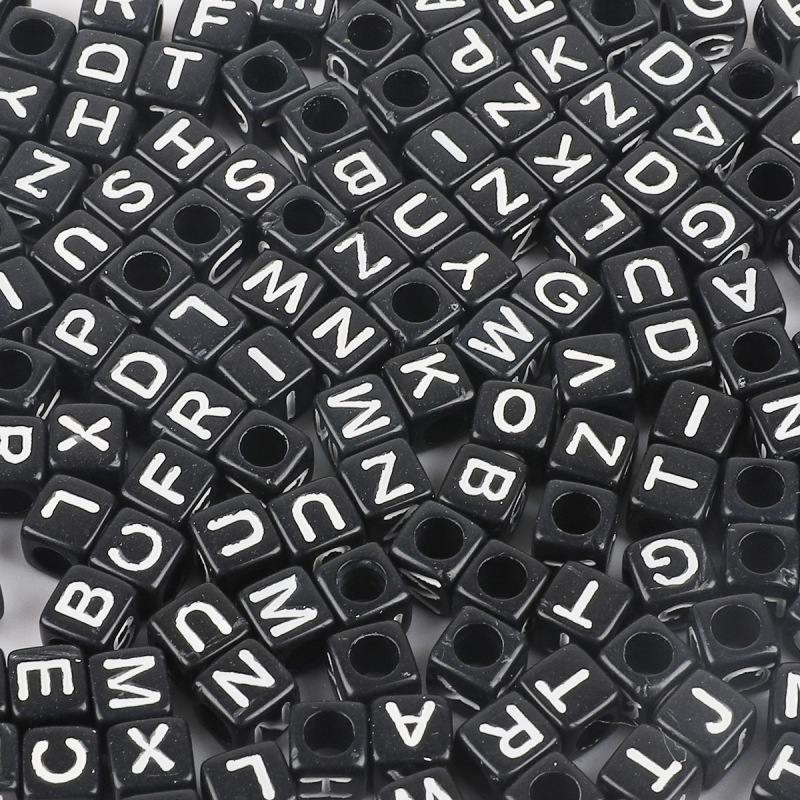 アクリル数字英字ビーズ手作りDIYセット子供ビーズアクセサリーアクセサリー散珠四角いビーズ|undefined