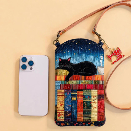 2026 Temu new digital print quilted phone pouch, convenient for outdoor use, with a lanyard for easy carrying and crossbody style