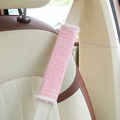 Car Seat Belt Shoulder Protector Simple Seat belt shoulder pad - lace-small-fragrant-shoulder-pads-pink
