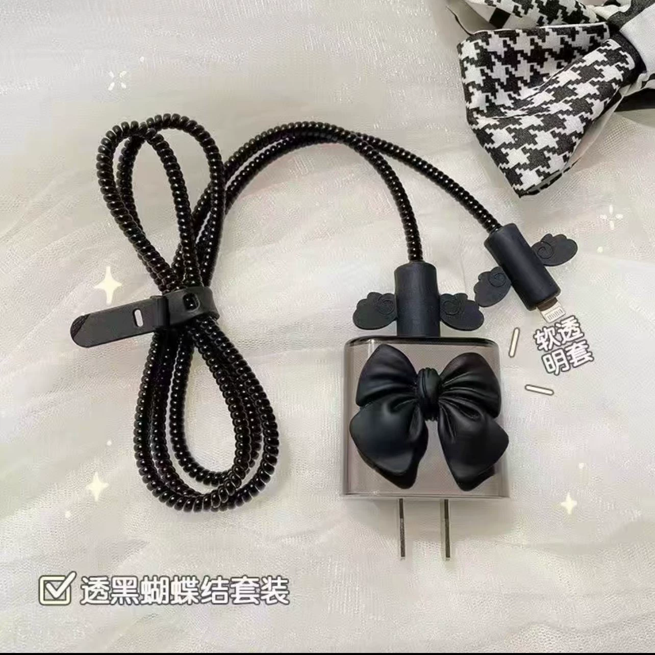 Apple, genuine protective case, protective charger, angel wings, set