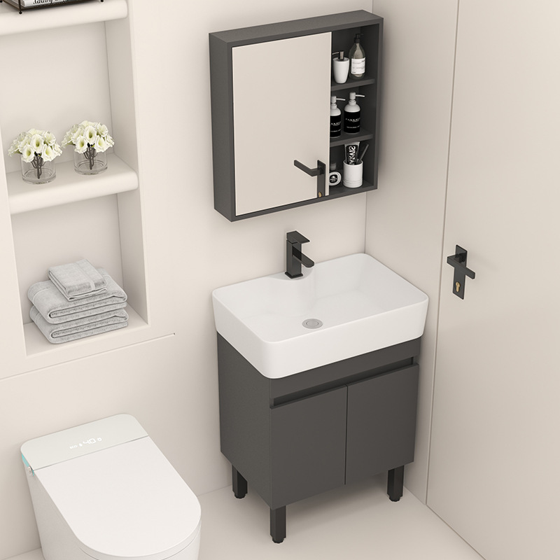 gabinete de baño de madera sólida tipo pequeño gabinete de baño tipo piso integral lavabo de cerámica lavabo de lavado de manos lavabo gabinete combinación