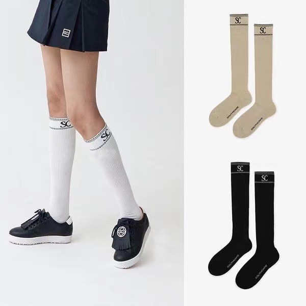 Can Be Worn in All Seasons, Korean Golf Socks for Men and Women, Solid Color Letter Printed Socks, Casual Non-Slip Outdoor Breathable Ball Socks