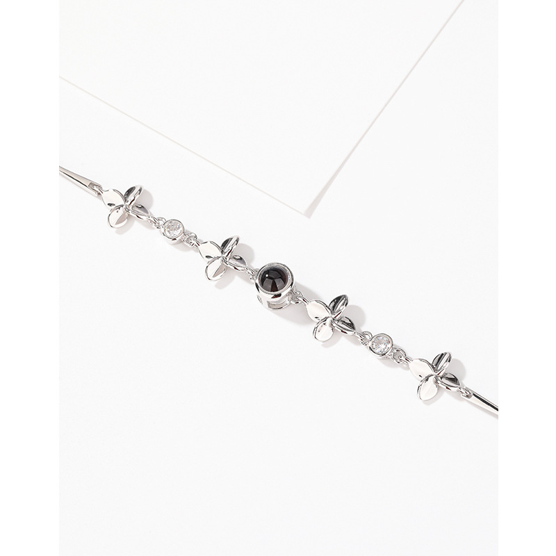 100 idiomas te amo proyección trébol 925 pulsera de plata esterlina luz femenina lujo nicho diseño regalo para novia