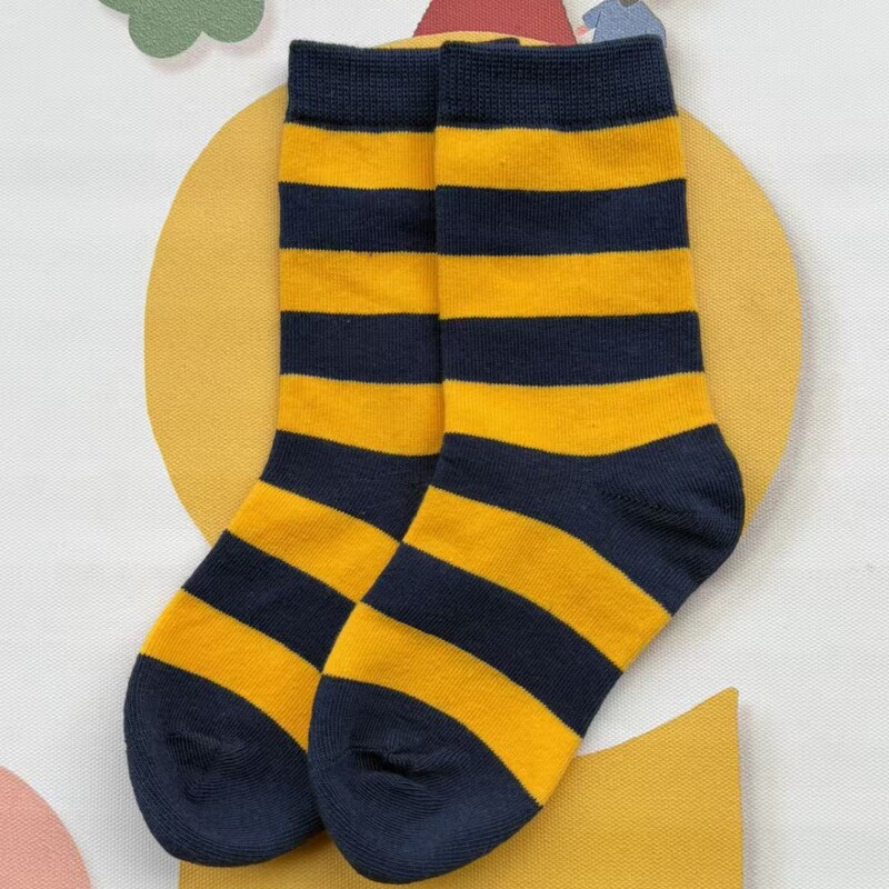 Cute Little Bee - Children's Mid-Tube Seamless Socks, Striped Japanese-Style Children's Socks, Spring and Autumn Unisex Cotton Color-Blocking