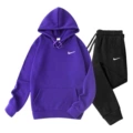 Purple clothes + black pants, white label