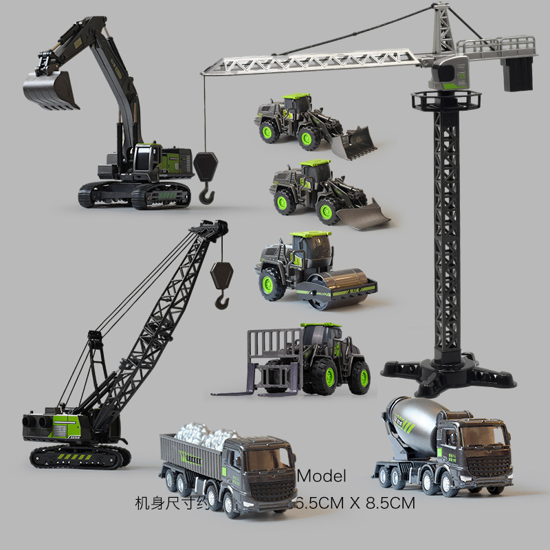 Alloy Engineering Vehicle Toys Children's Toy Car Set Excavator Boy Mixer Truck Crane Excavator Tower Crane Wholesale