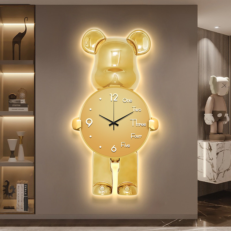 Venta caliente Comercio exterior Amazon luz lujo violento oso salón creativo Reloj de pared reloj de alta gama atmosférica reloj colgante de pared
