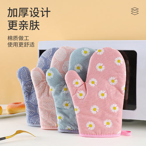 Factory direct sales Nordic style heat insulation gloves anti-scalding microwave gloves high temperature resistant kitchen baking oven gloves