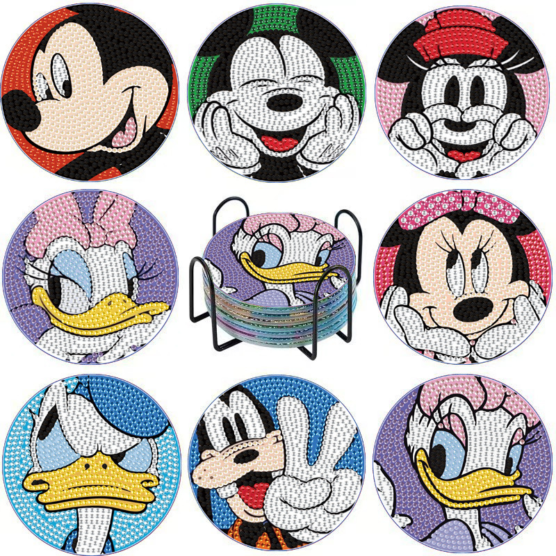 Aliexpress Cartoondiy Diamante Pinting Punts Perforador de tazas acrílicas caseras con portavasas Mickey Minnie Stitch