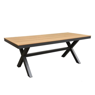 Mesa y silla de patio al aire libre, madera plástica, casa nórdica, patio al aire libre, jardín al aire libre, balcón, combinación de terraza de ocio