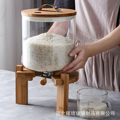 大容量ガラス缶米桶計量貯蔵タンク米シリンダー厚さ密封缶陳皮雑穀ガラス米箱