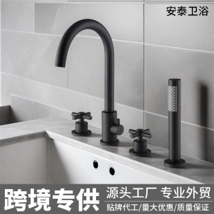 Cross-Border Concealed Bathtub Faucet Set with Three-Piece Cross-Handle Hot and Cold Faucet Set Wholesale