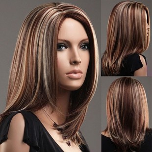2022 Rui billion new European and American wig real shot in mixed color brown long straight hair Yiwu supply wholesale 436