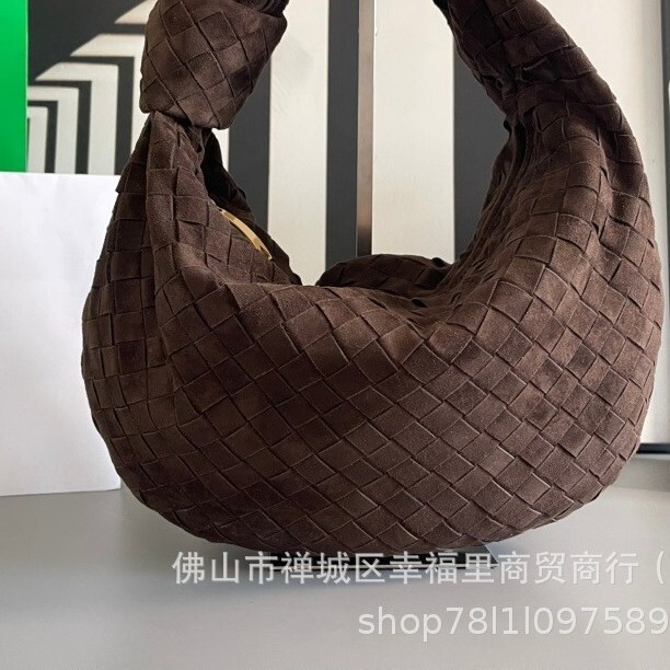 Original Leather B Brand Jodie Sheepskin Matte Denim Handmade Woven Bag European and American Fashion Knotted Handbag Underarm Bag