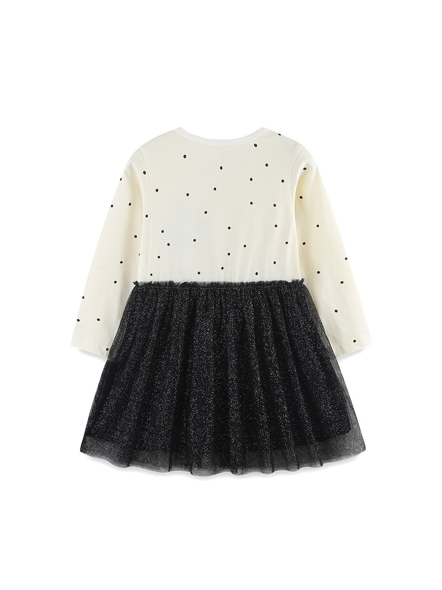 AostaBetty vestido de niña de estilo europeo y americano 26 mallas de otoño falda infantil de algodón de cuello redondo falda casual para niños