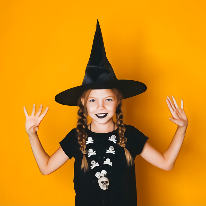 ハロウィン帽子 オックスフォード布 ウィザードハット 魔女帽子 尖った魔法帽 仮装小道具 装飾 魔法使い風|undefined