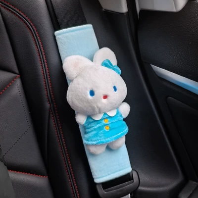 Seat belt shoulder pad Cute Rabbit Doll Stuffed Car - cute-long-skirt-rabbit-blue-skirt-blue-crystal-velvet