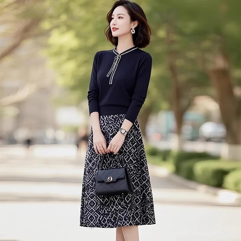 2025秋季新款时尚气质简约小香针织衫半身裙子2025年新款女装套装|undefined